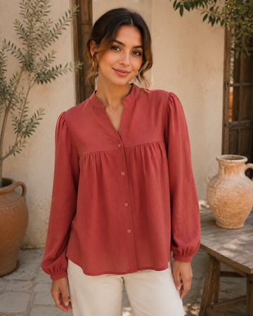 Women's Relaxed Fit Long Sleeve Blouse