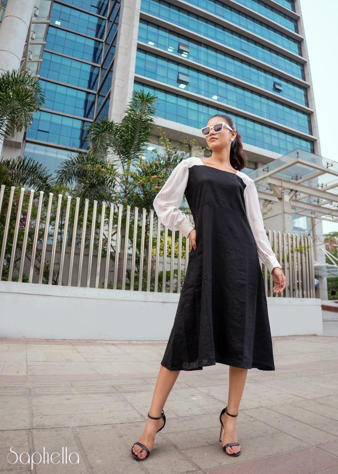 Monochrome Grace Midi Dress