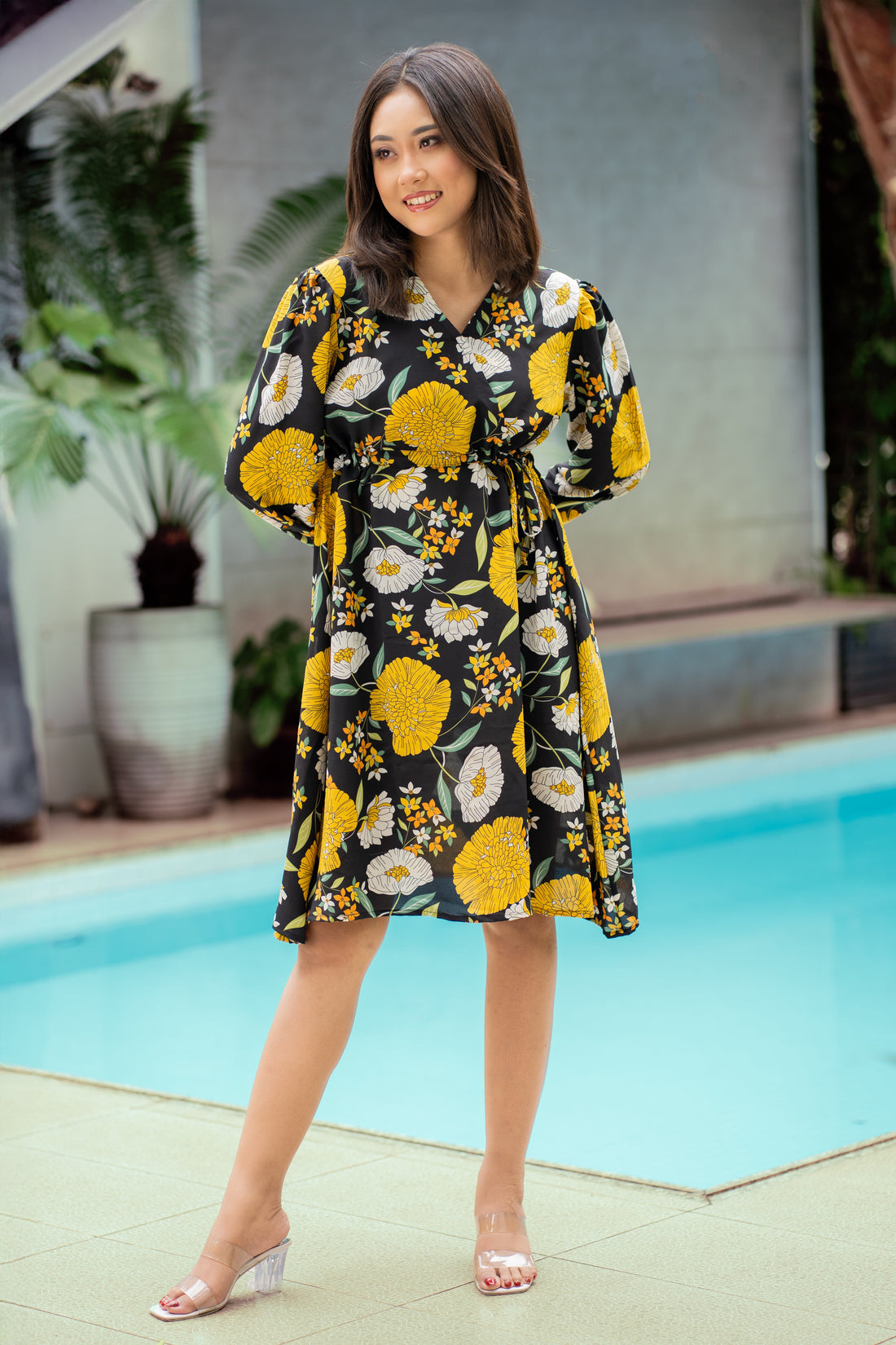 Amber Petal Wrap Dress