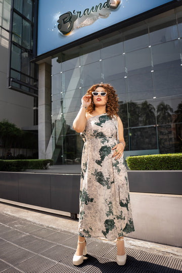 SAPHELLA One Shoulder Floral Chiffon Dress