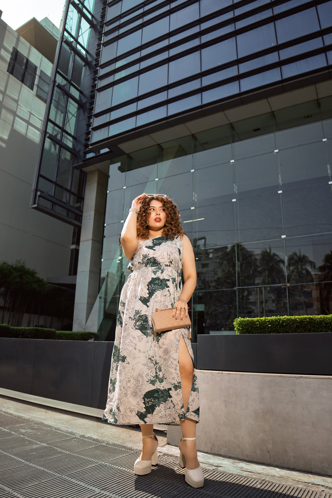 SAPHELLA One Shoulder Floral Chiffon Dress