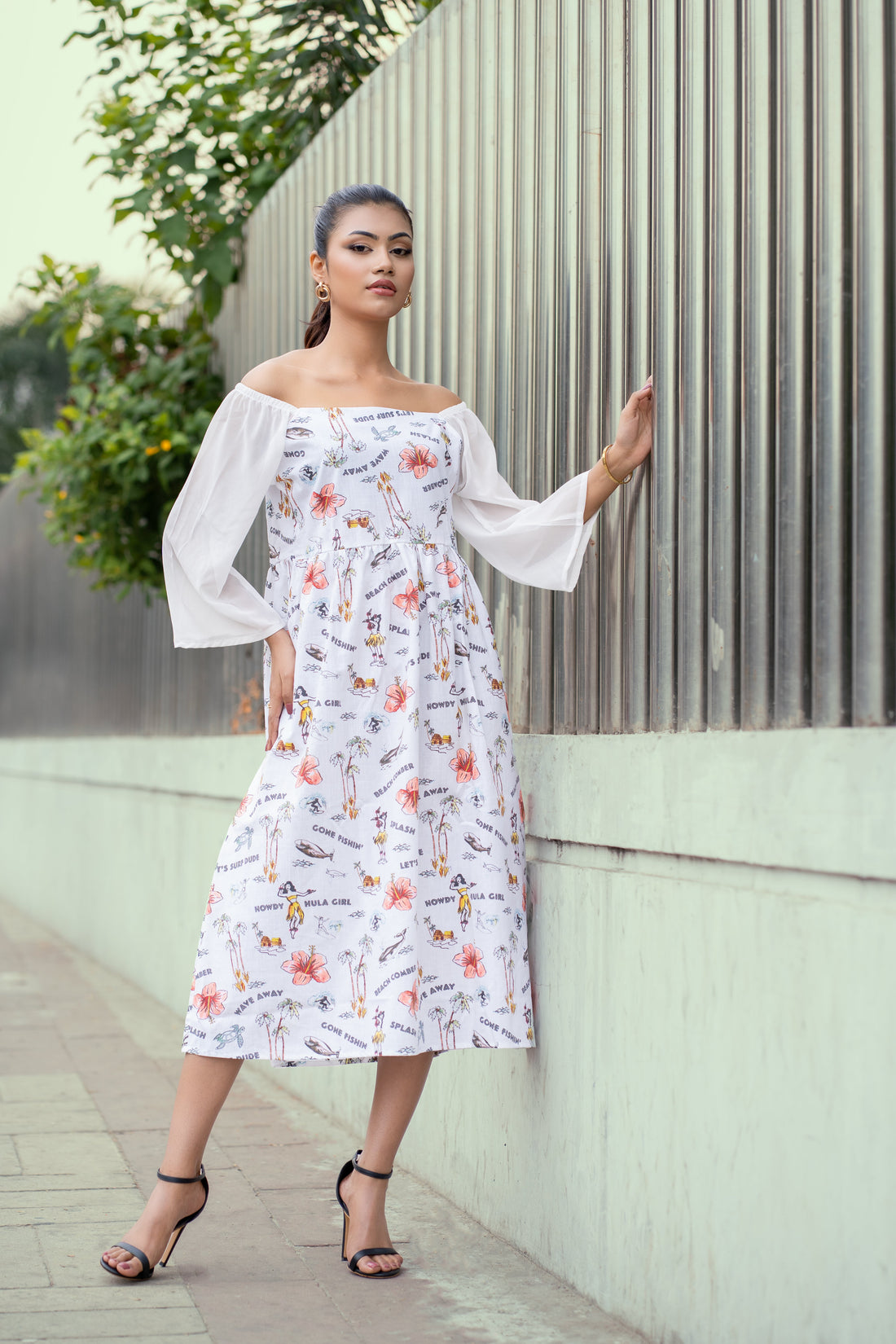 Beach Bloom Off-Shoulder Dress