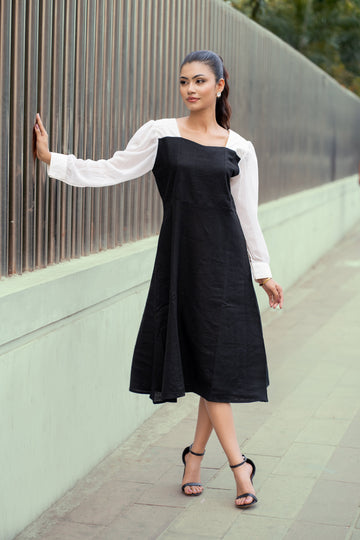 Monochrome Grace Midi Dress