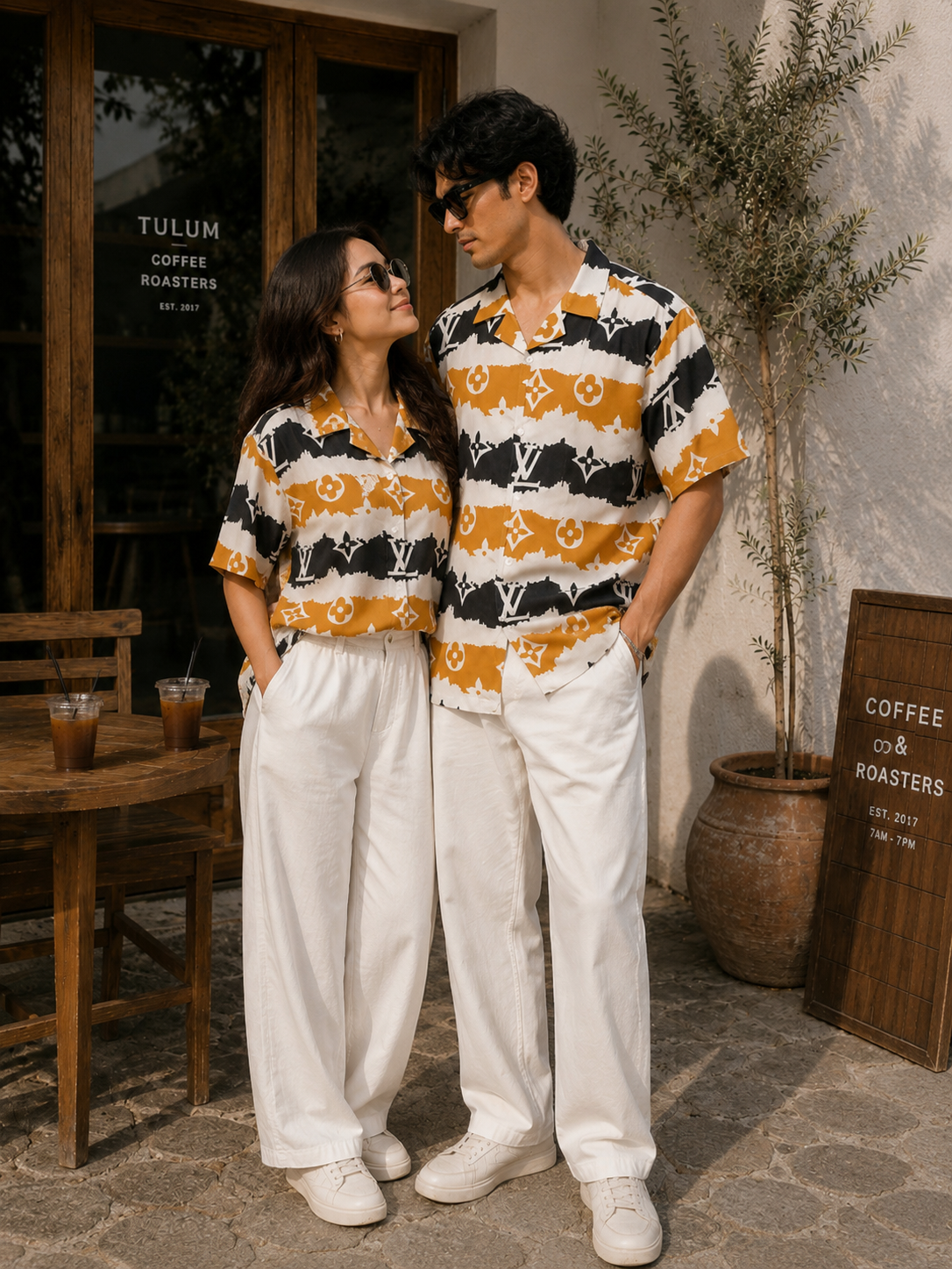 Monarch Abstract Couple Matching Shirt Set