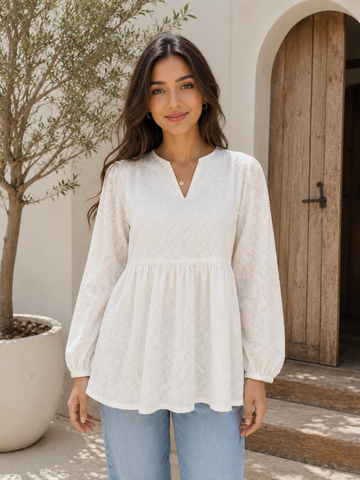 Women's Chikankari Embroidered Peplum Top