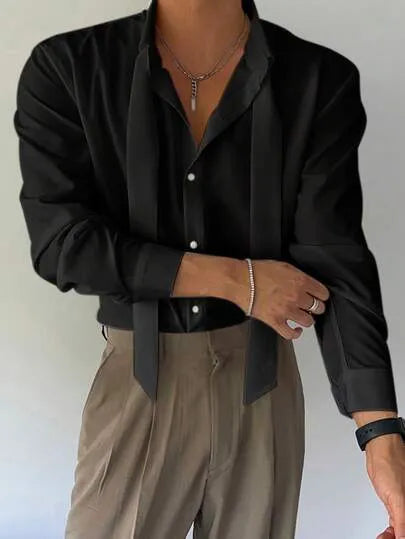 Men's Solid Color Long Sleeve Casual Commuter Shirt