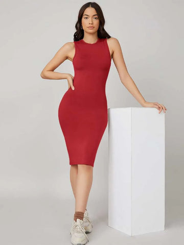 ZYNA BASICS Solid Bodycon Dress